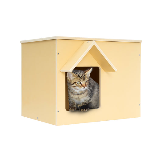Outdoor Cat Houses Feral Cat Shelter Wooden Stray Cat Condo Outside Sturdy Waterproof and Insulated with Escape Door (one cat)