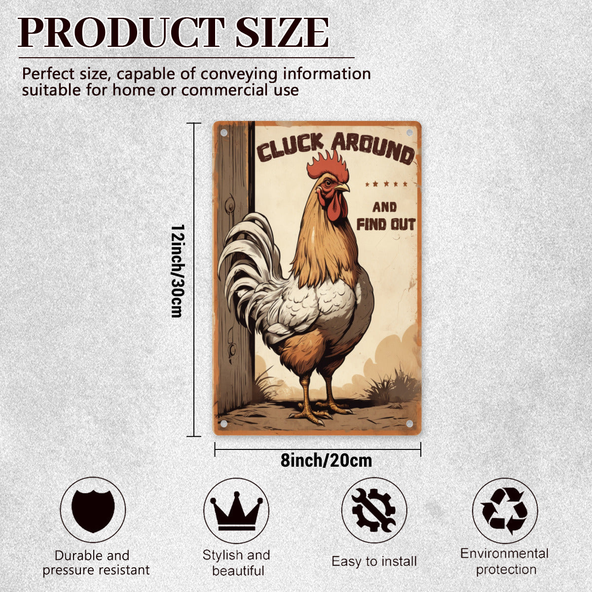 Vintage-Style Aluminum Chicken Coop Sign - Humorous Farmhouse Decor For Garden Or Kitchen - Sturdy And Colorful Chicken Coop Accessories 8x12 Inches