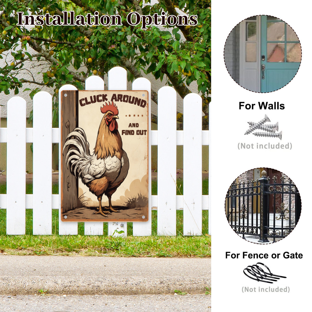 Vintage-Style Aluminum Chicken Coop Sign - Humorous Farmhouse Decor For Garden Or Kitchen - Sturdy And Colorful Chicken Coop Accessories 8x12 Inches
