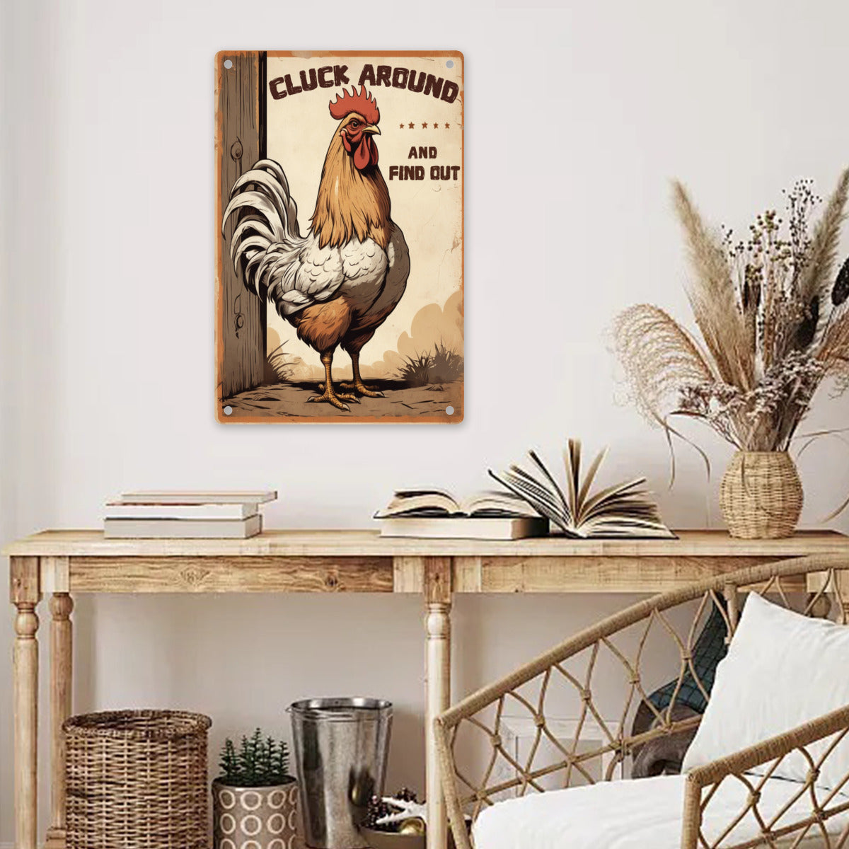 Vintage-Style Aluminum Chicken Coop Sign - Humorous Farmhouse Decor For Garden Or Kitchen - Sturdy And Colorful Chicken Coop Accessories 8x12 Inches