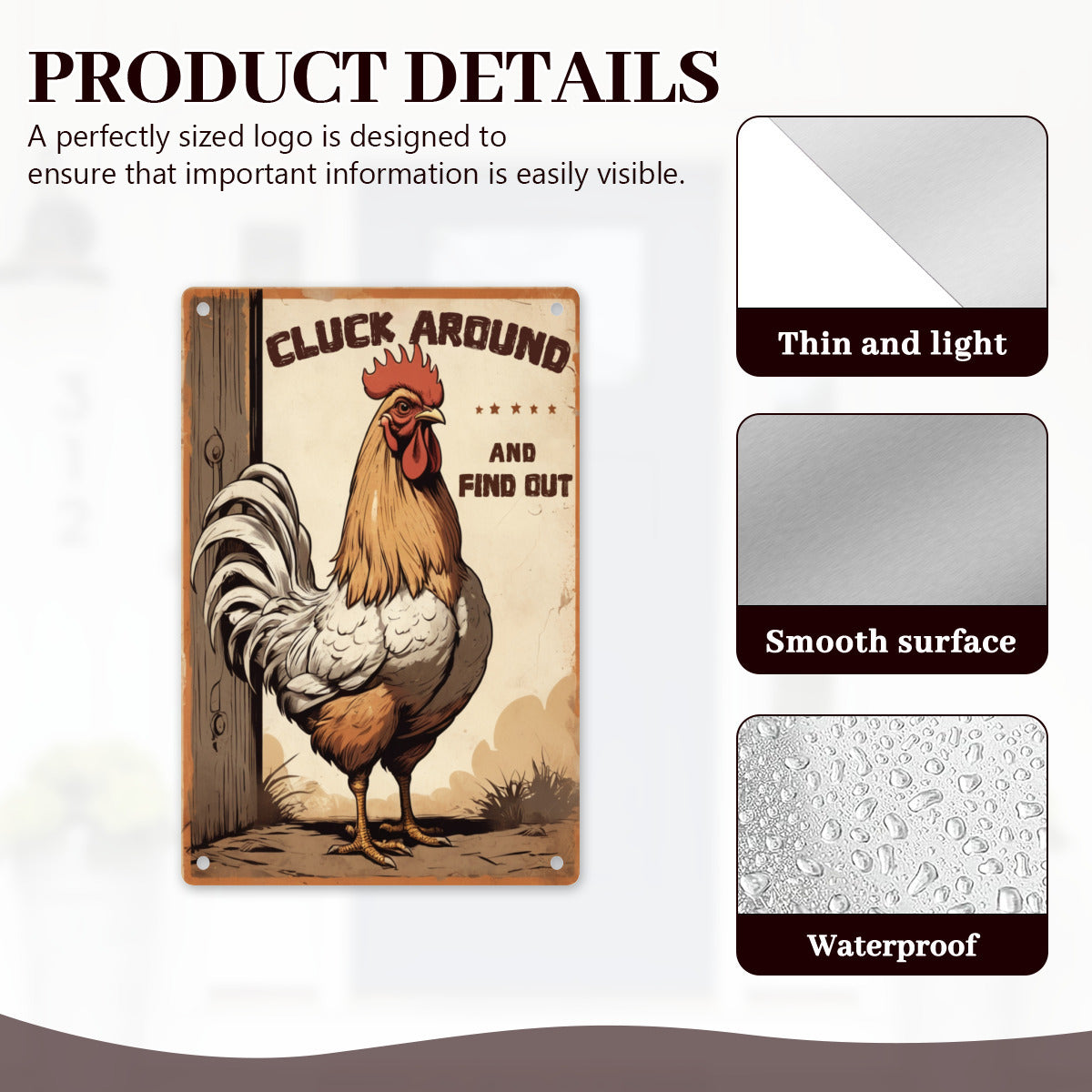 Vintage-Style Aluminum Chicken Coop Sign - Humorous Farmhouse Decor For Garden Or Kitchen - Sturdy And Colorful Chicken Coop Accessories 8x12 Inches