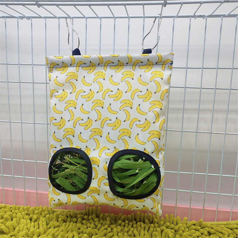 Hay Bag Hanging Pouch Feeder Holder Feeding Dispenser Container for Rabbit Guinea Pig Small Animals Pet Bunny Cage Accessories