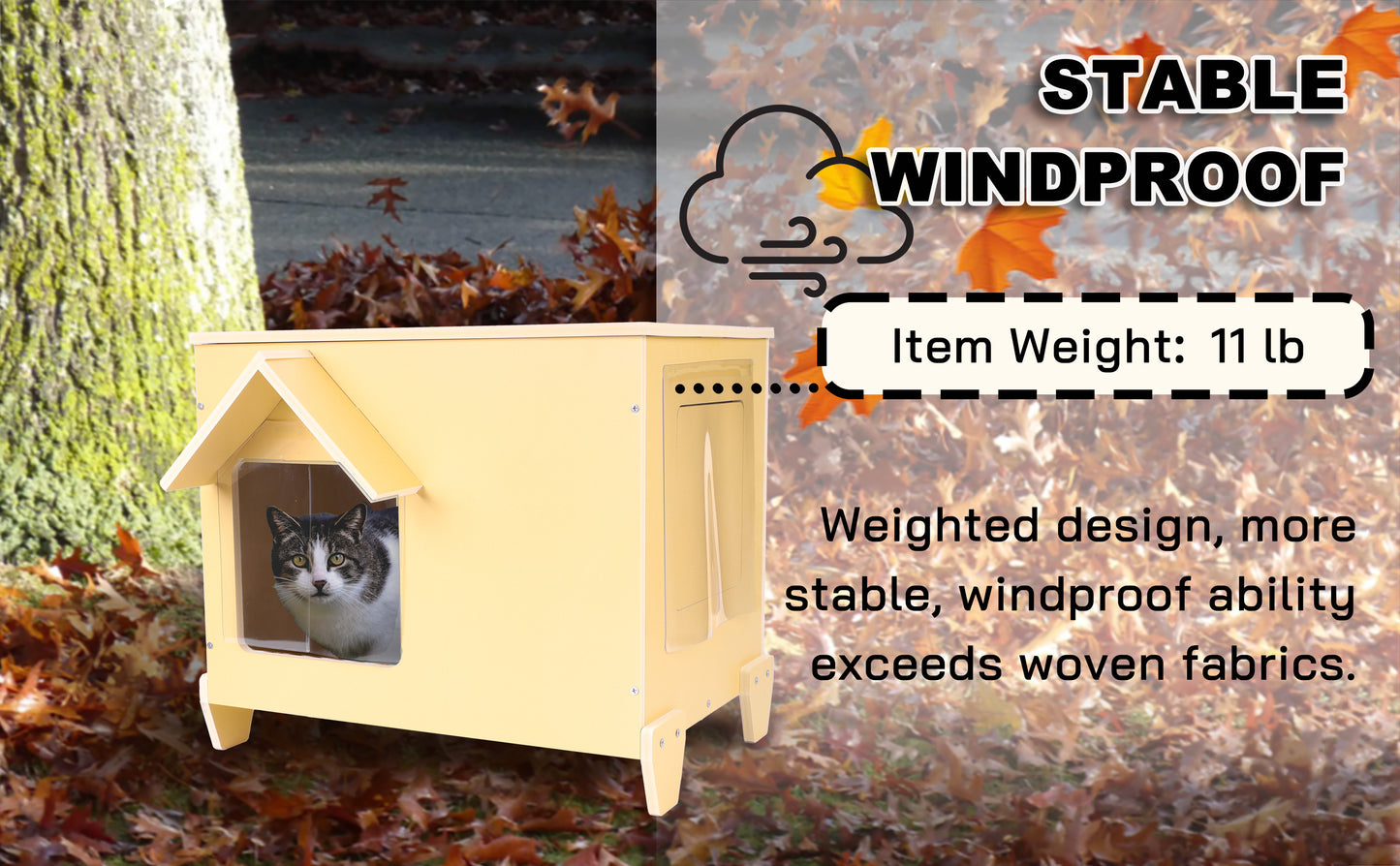 Casas para gatos al aire libre Refugio para gatos callejeros Condominio de madera para gatos callejeros Exterior Resistente al agua y aislado con puerta de escape (mejora para un gato)