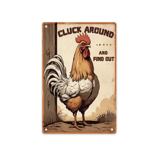 vintage aluminum chicken coop sign for garden decor