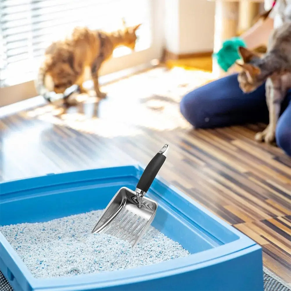 Cat Clean Feces Supplies Stainless steel shovel Cat Litter Scoop Reduces Dust Metal Long Handle Scoop Pet Cleanning Tools