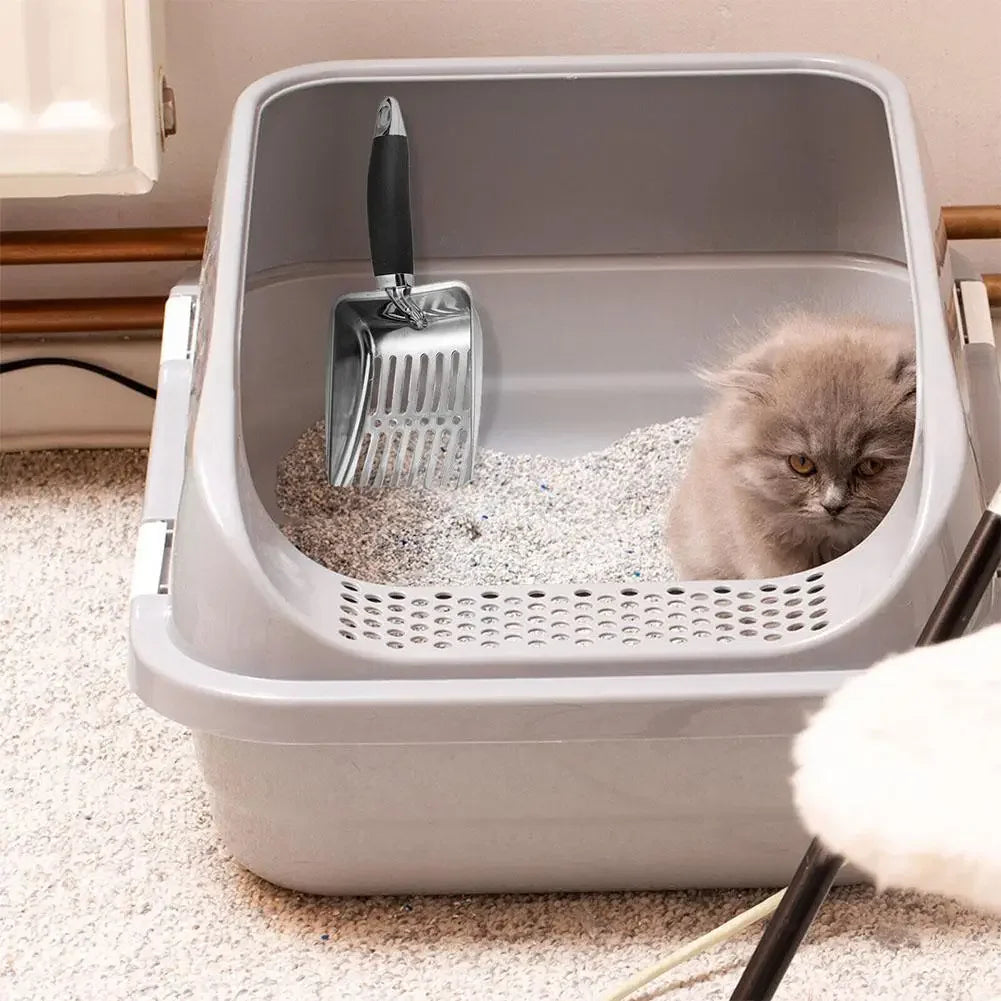 Cat Clean Feces Supplies Stainless steel shovel Cat Litter Scoop Reduces Dust Metal Long Handle Scoop Pet Cleanning Tools