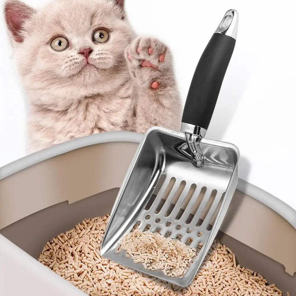 Cat Clean Feces Supplies Stainless steel shovel Cat Litter Scoop Reduces Dust Metal Long Handle Scoop Pet Cleanning Tools