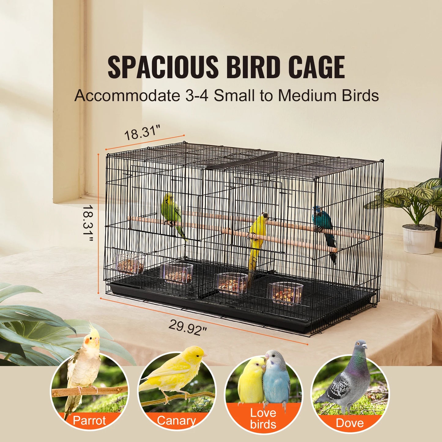 30In Flight Bird Cage Stackable Divided Small Animal Cage for Kinds of Birds Pet Travel Birdcage with Handle and Perche